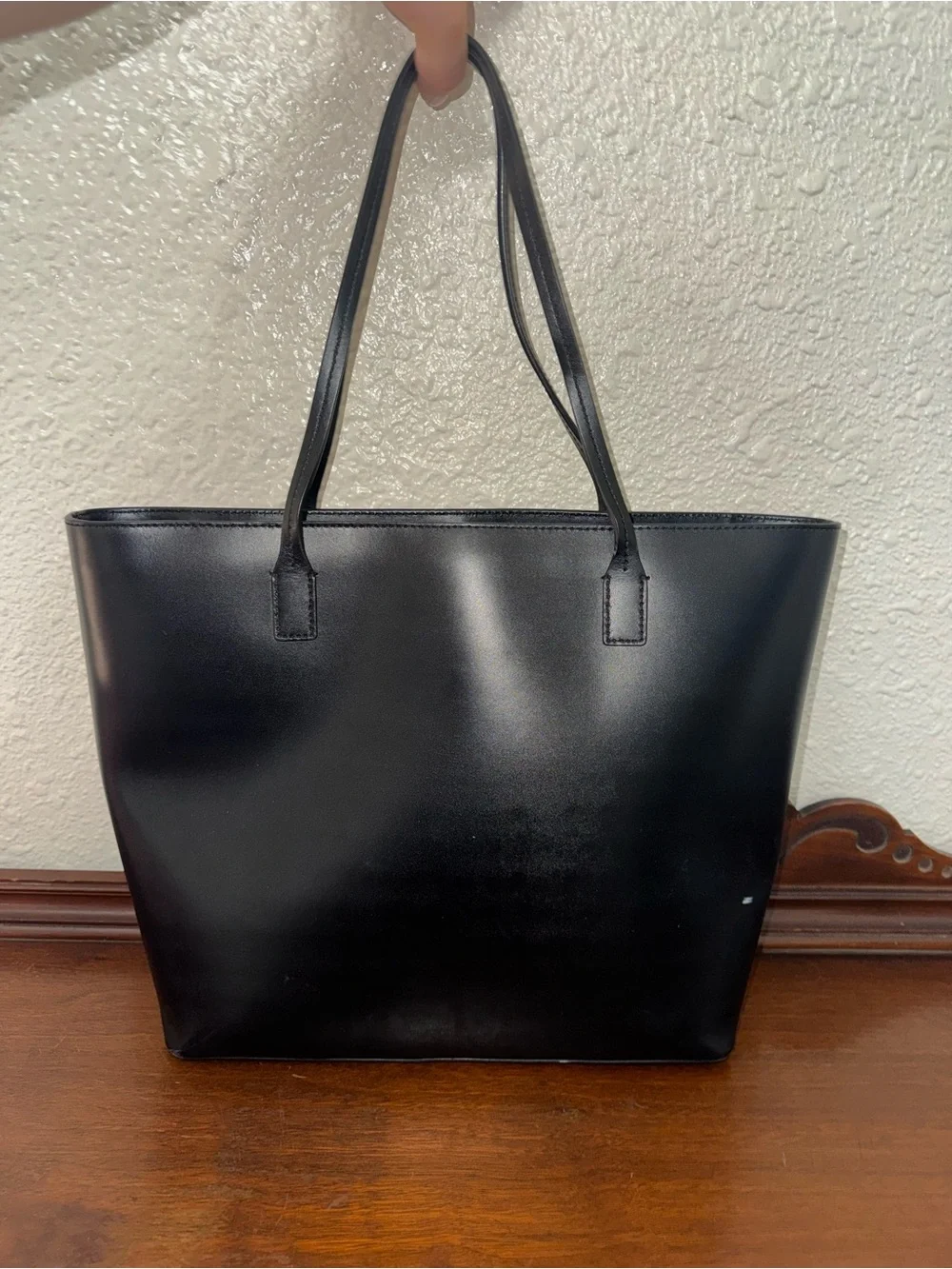 kate spade Black Leather Tote with Gold Logo
